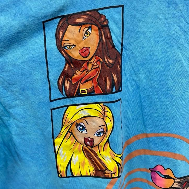 BRATZ　ブラッツ　半袖キャラクタープリントTシャツ　USドールT　ギャルT　タイダイ　水色　ライトブルー　Mサイズ