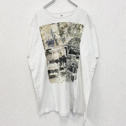 TANTUM O.N.　半袖プリントデザインTシャツ　ヴィンテージ風フォト　クルーネック　白　ホワイト