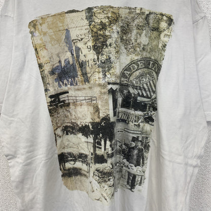 TANTUM O.N.　半袖プリントデザインTシャツ　ヴィンテージ風フォト　クルーネック　白　ホワイト