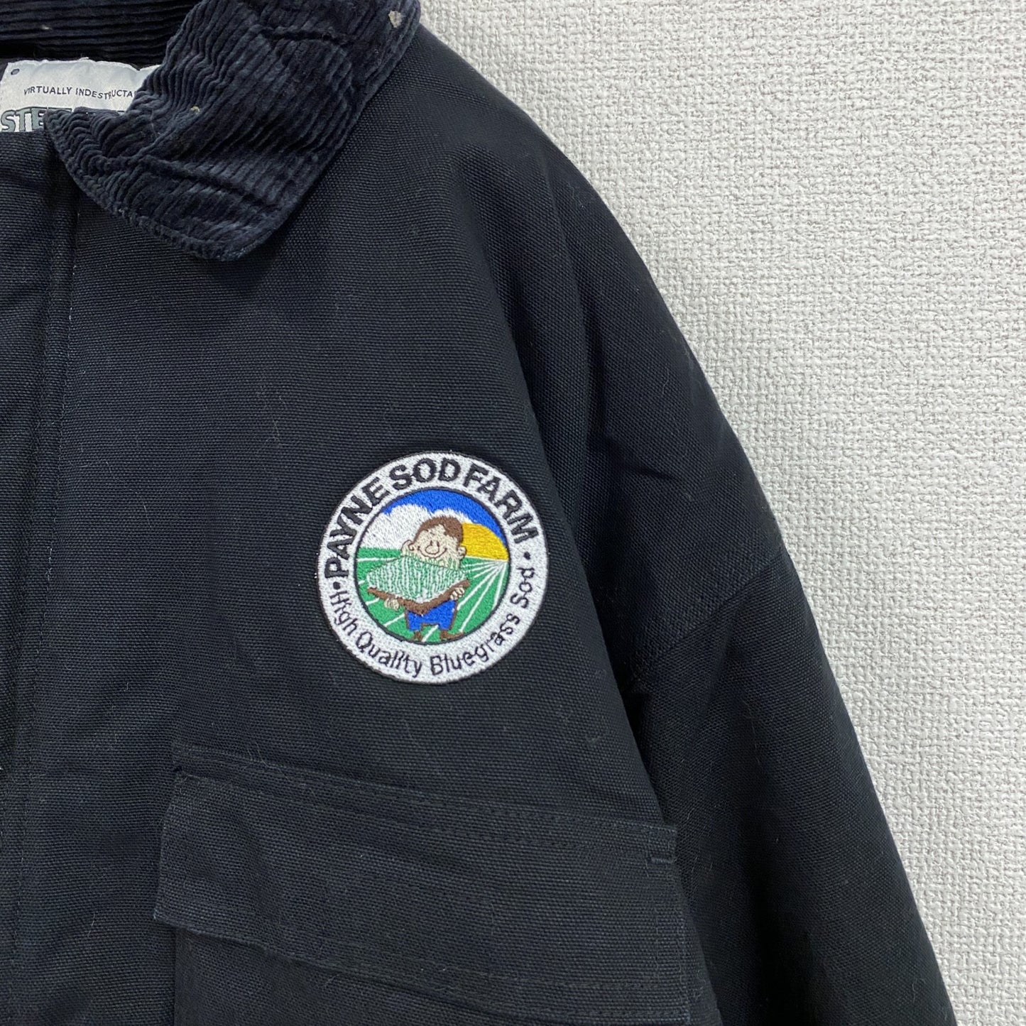 90s～　STEELGUARD　フルジップダックジャケット　中綿入り　コーデュロイカラー　黒　ブラック　XLサイズ