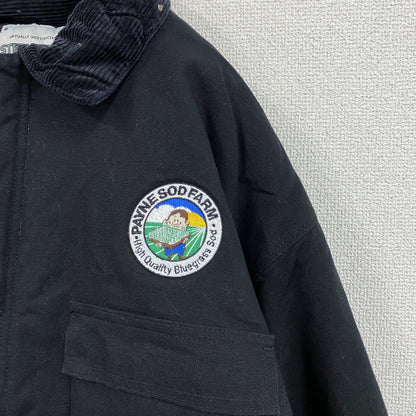 90s～　STEELGUARD　フルジップダックジャケット　中綿入り　コーデュロイカラー　黒　ブラック　XLサイズ