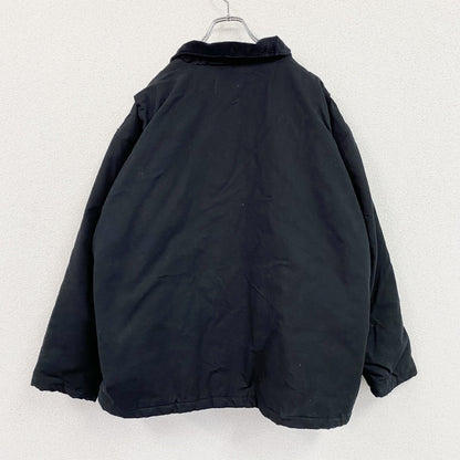 90s～　STEELGUARD　フルジップダックジャケット　中綿入り　コーデュロイカラー　黒　ブラック　XLサイズ
