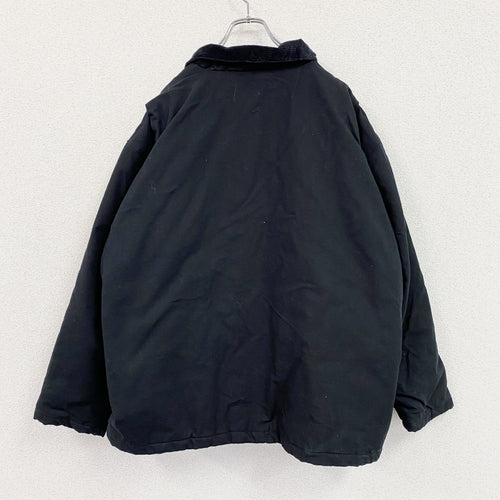90s～　STEELGUARD　フルジップダックジャケット　中綿入り　コーデュロイカラー　黒　ブラック　XLサイズ