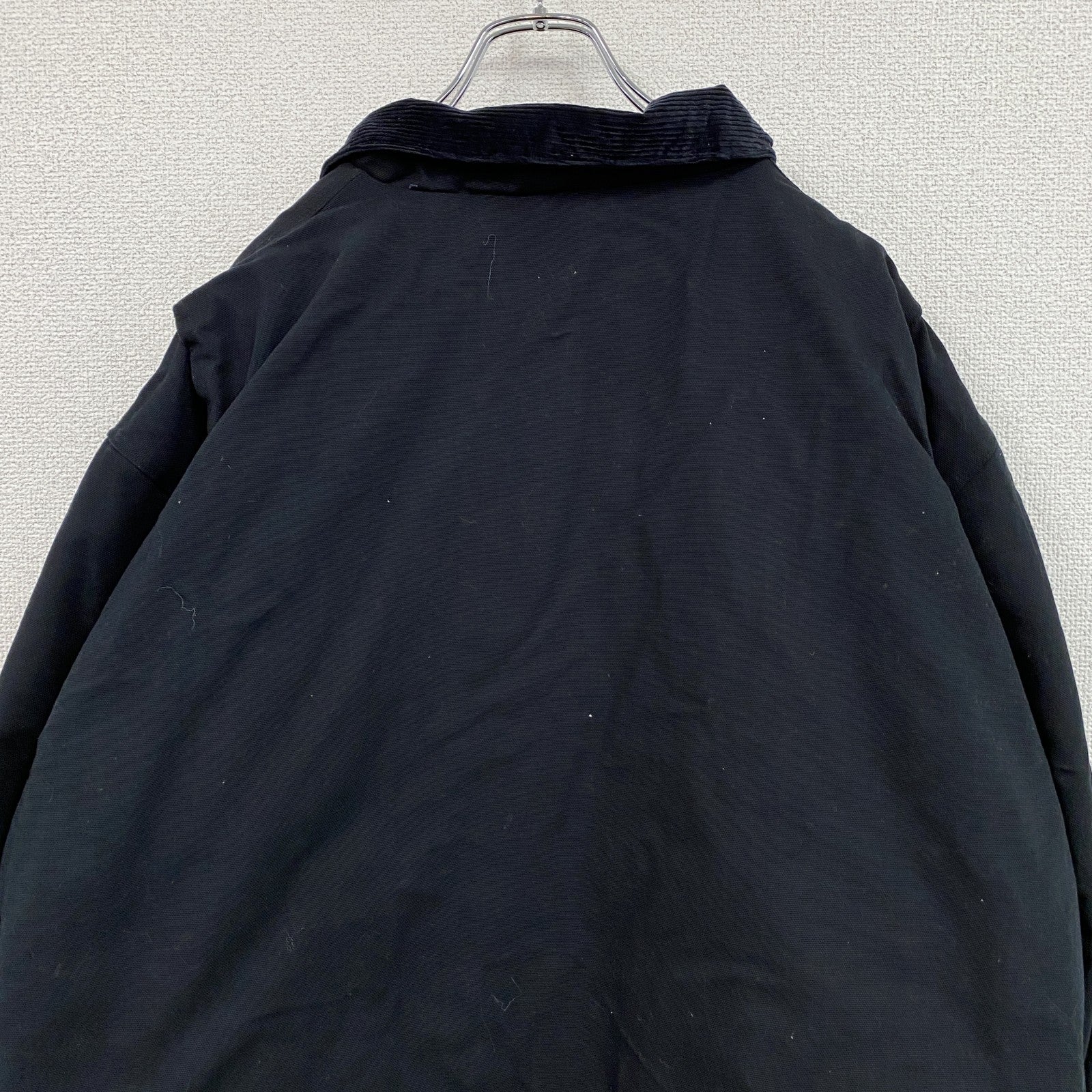 90s～　STEELGUARD　フルジップダックジャケット　中綿入り　コーデュロイカラー　黒　ブラック　XLサイズ
