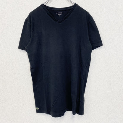 古着 used　LACOSTE ラコステ　半袖ワンポイントロゴTシャツ　クルーネック　シンプルデザイン　ノームコア　黒　Sサイズ