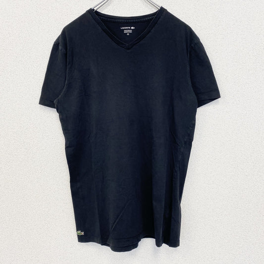 古着 used　LACOSTE ラコステ　半袖ワンポイントロゴTシャツ　クルーネック　シンプルデザイン　ノームコア　黒　Sサイズ