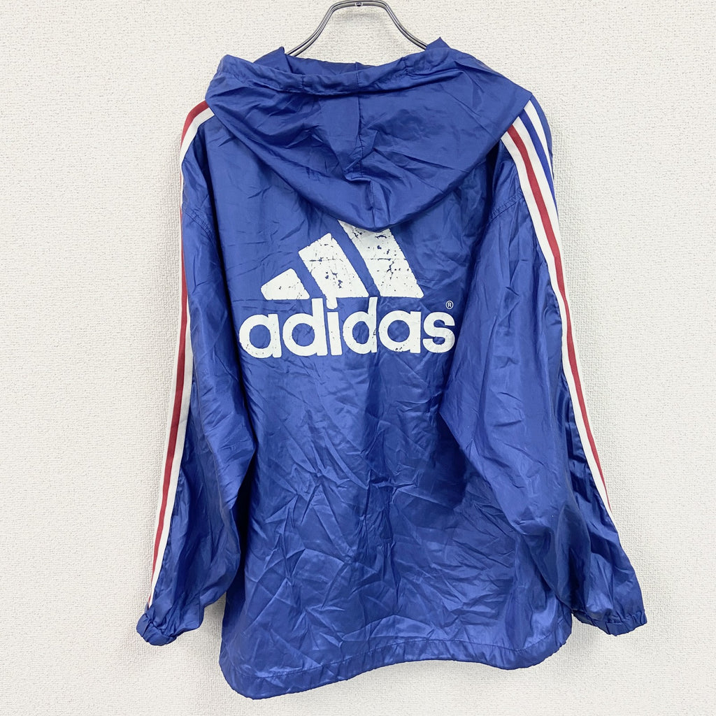 adidas　アディダス　ナイロンパーカー/フーディー　青　ブルー　Lサイズ
