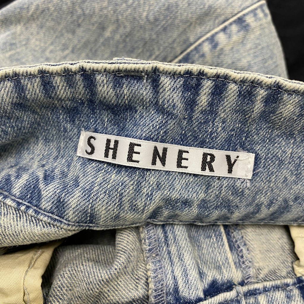SHENERY　シーナリー　フレアデニムロングスカート　フェード　ジップフライ　インディゴ　38サイズ