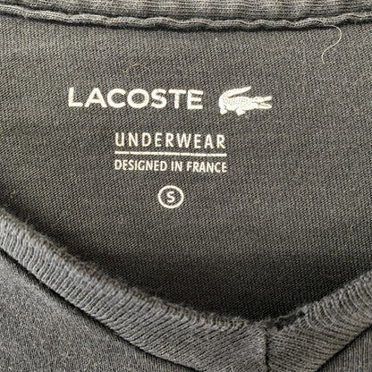 古着 used　LACOSTE ラコステ　半袖ワンポイントロゴTシャツ　クルーネック　シンプルデザイン　ノームコア　黒　Sサイズ
