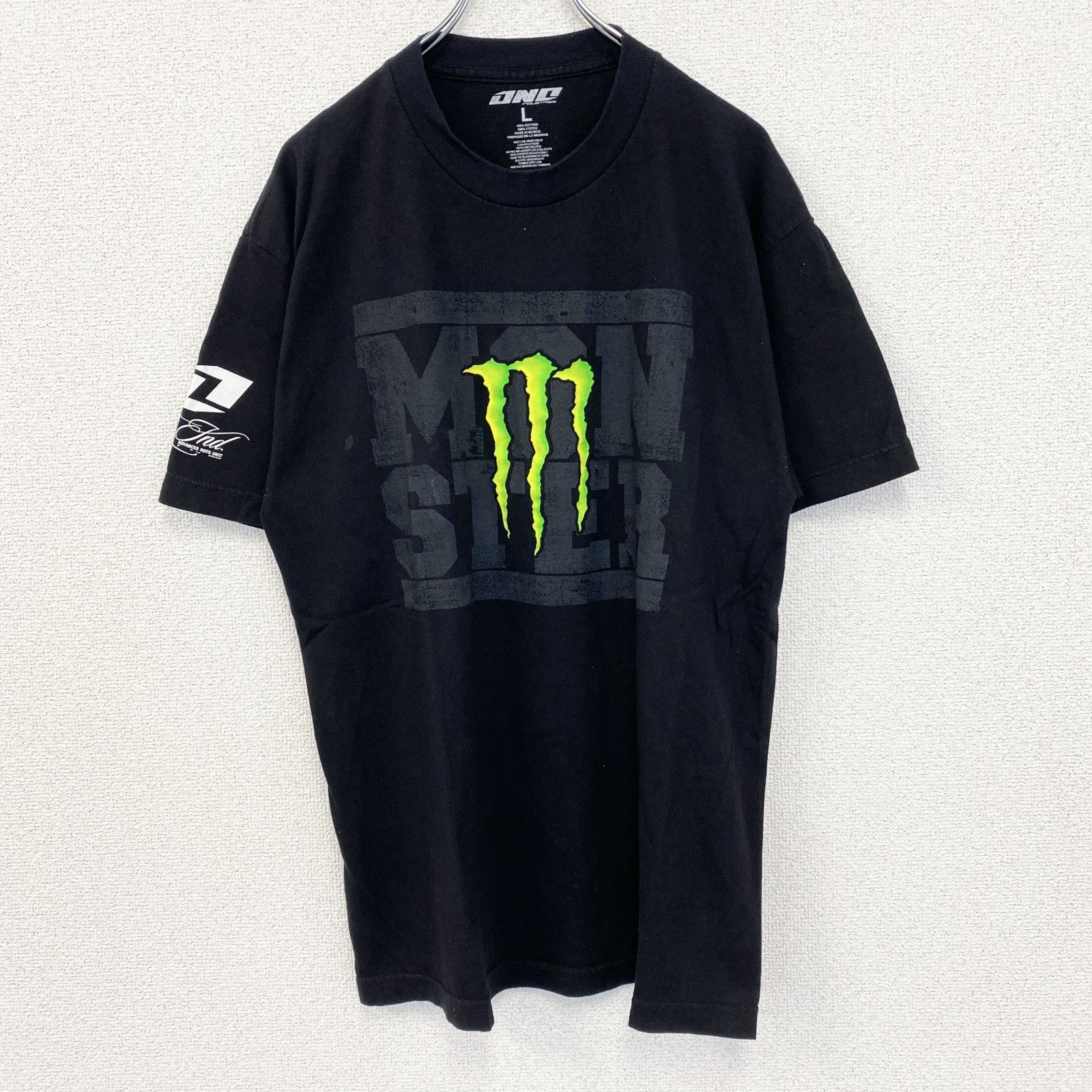 古着 used　OND　オーエヌディー　半袖プリントTシャツ　モンスターエナジー　モンエナ　クルーネック　黒　ブラック　Lサイズ