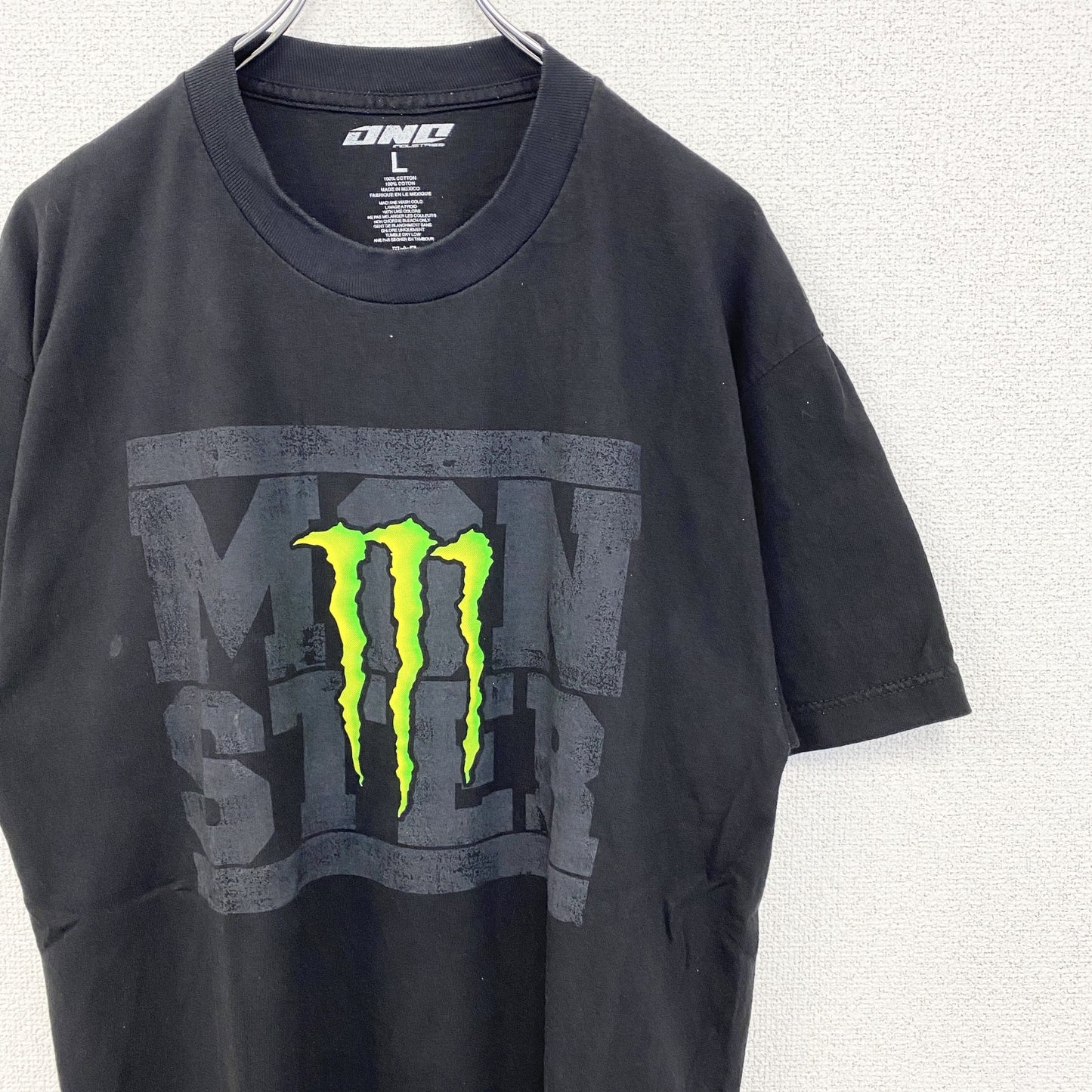 古着 used　OND　オーエヌディー　半袖プリントTシャツ　モンスターエナジー　モンエナ　クルーネック　黒　ブラック　Lサイズ