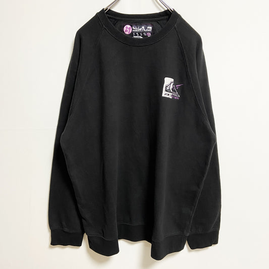 古着 used　QUIKSILVER クイックシルバー　長袖ワンポイントスウェット　トレーナー　バックプリント　黒　XLサイズ