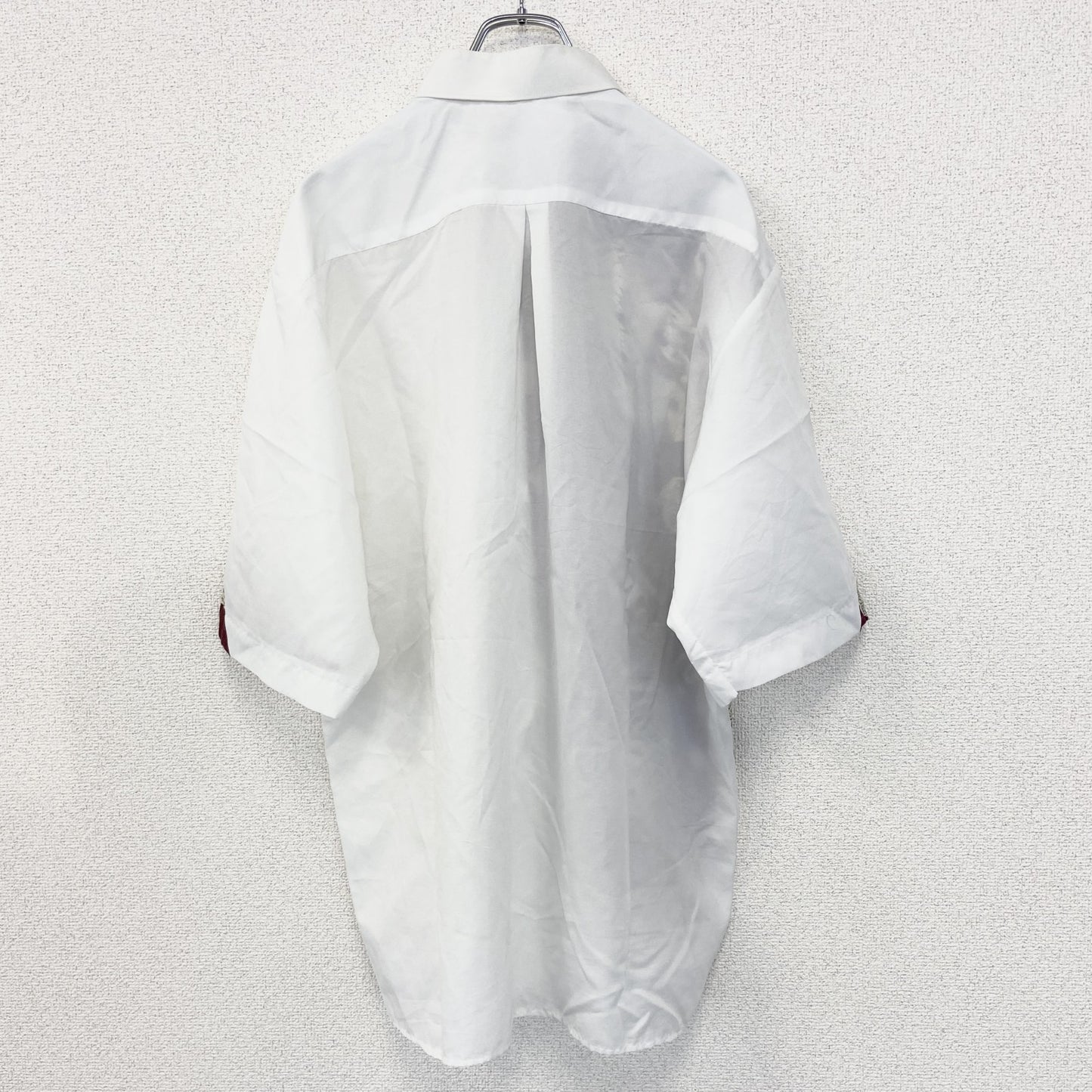 古着 used　半袖プリント総柄シャツ　レトロデザイン　チャイナ　龍　中華柄　中国　白　ホワイト　XLサイズ