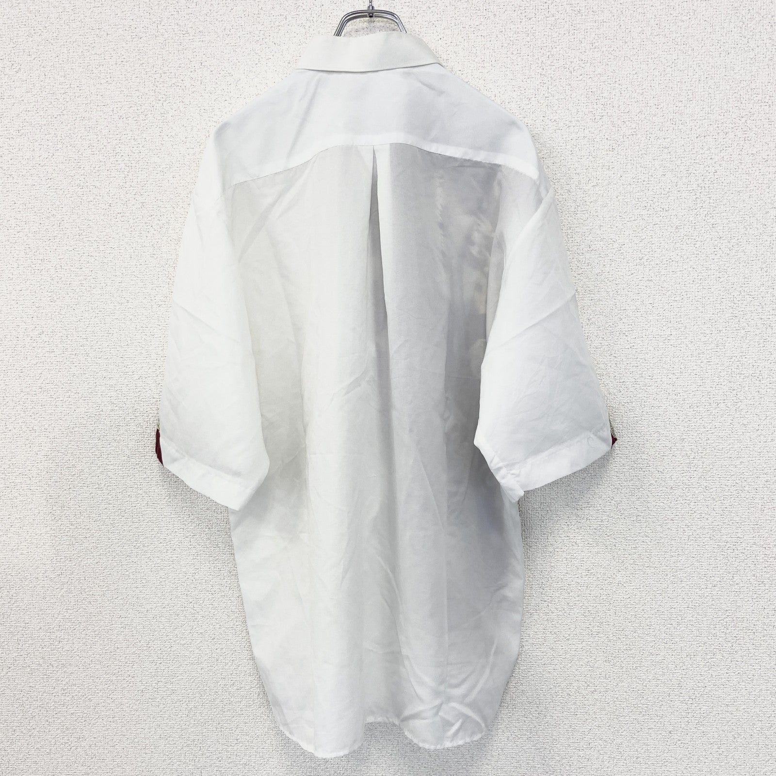 古着 used　半袖プリント総柄シャツ　レトロデザイン　チャイナ　龍　中華柄　中国　白　ホワイト　XLサイズ