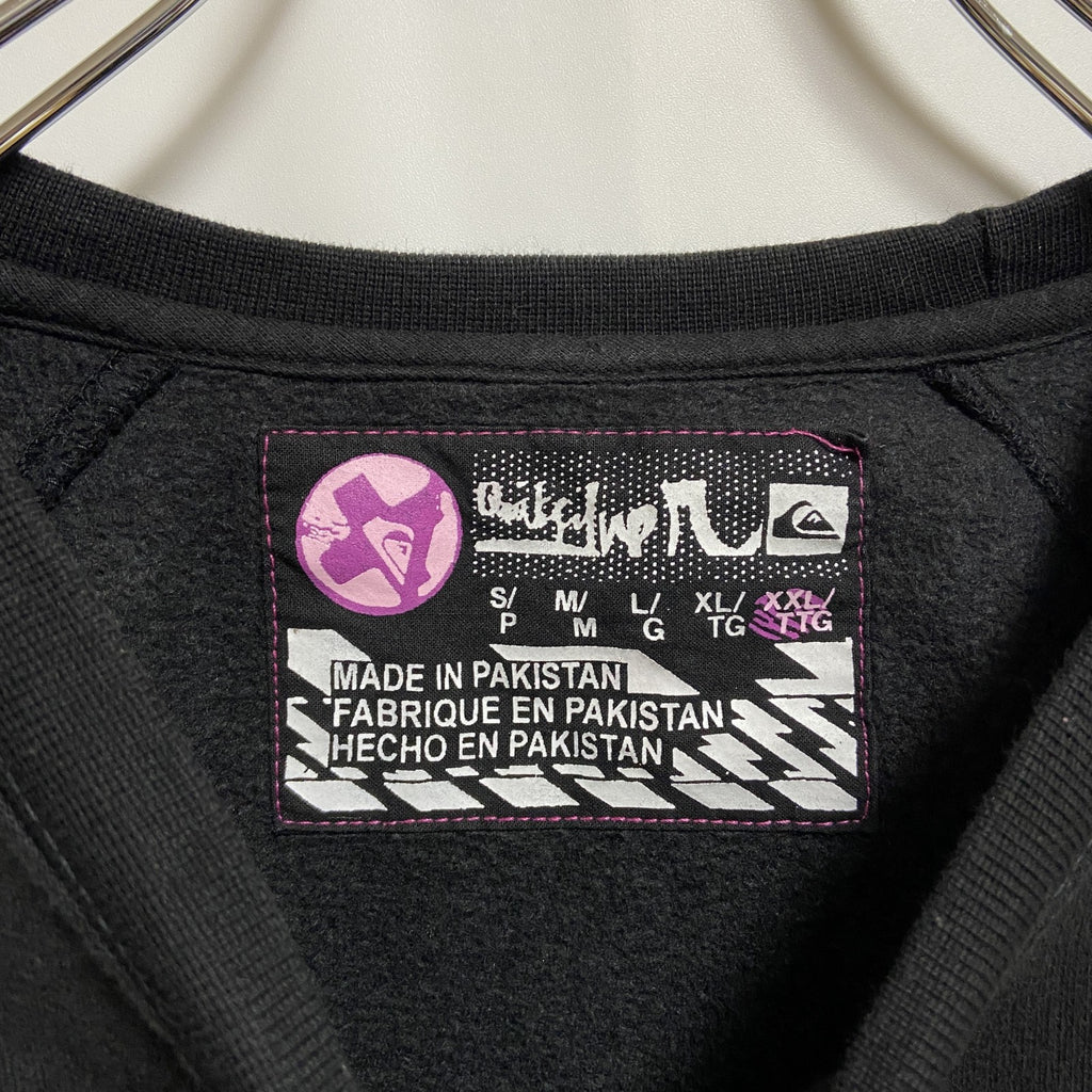 古着 used　QUIKSILVER クイックシルバー　長袖ワンポイントスウェット　トレーナー　バックプリント　黒　XLサイズ