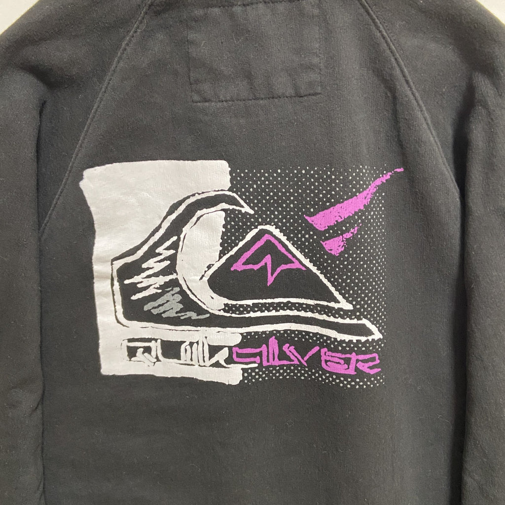 古着 used　QUIKSILVER クイックシルバー　長袖ワンポイントスウェット　トレーナー　バックプリント　黒　XLサイズ