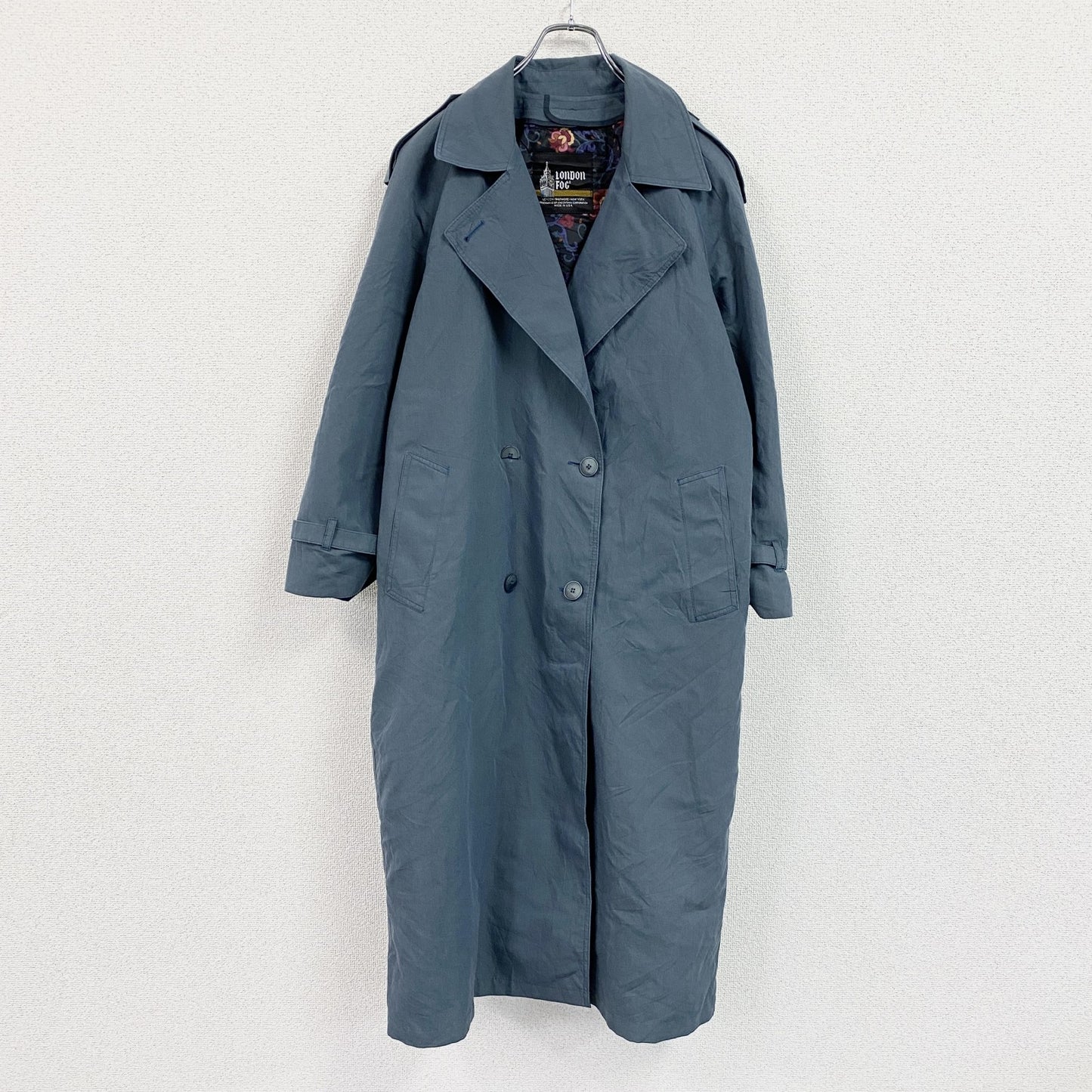 LONDON FOG　ロンドンフォグ　ダブルトレンチコート　青　スモーキーブルー　6サイズ