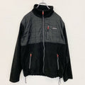 古着 used　Reebok　リーボック　長袖異素材切り替えフリースジャケット　ハイネックアウター　ロゴプリント　黒　ブラック