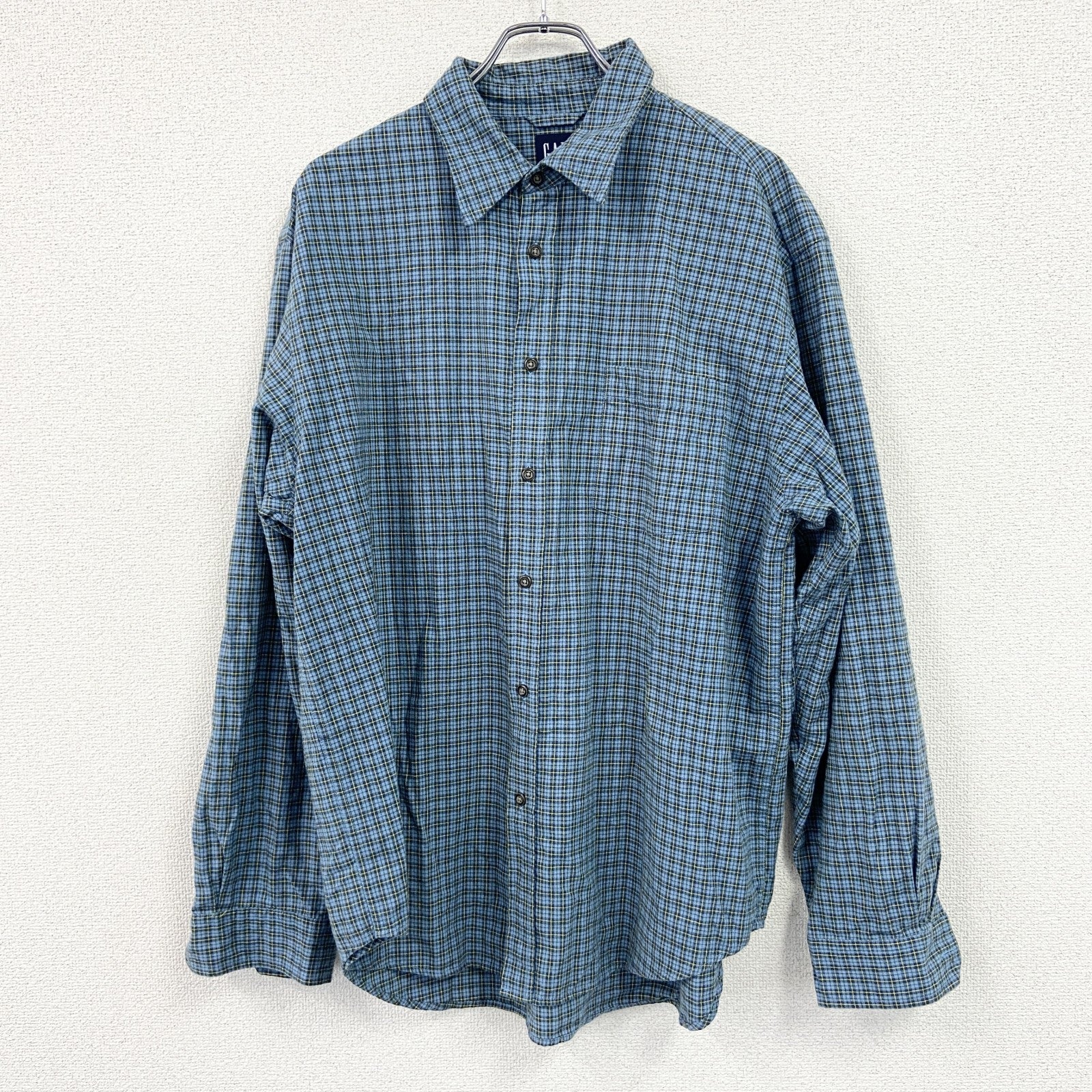 GAP　ギャップ　長袖シャツ　チェック柄　青　ブルー　Lサイズ