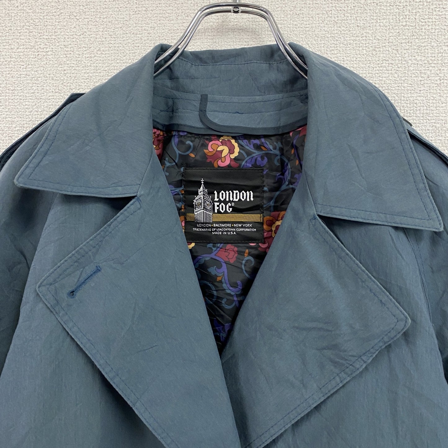 LONDON FOG　ロンドンフォグ　ダブルトレンチコート　青　スモーキーブルー　6サイズ