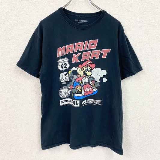 MARIO KART　マリオカート　半袖プリントTシャツ　キャラクターT　ゲームT　Nintendo　ニンテンドー　黒　ブラック　Lサイズ