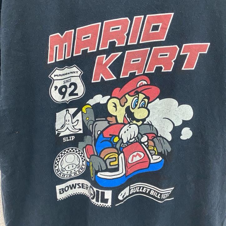 MARIO KART　マリオカート　半袖プリントTシャツ　キャラクターT　ゲームT　Nintendo　ニンテンドー　黒　ブラック　Lサイズ