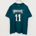 古着 used　NFL　半袖クルーネックプリントTシャツ　EAGLES　イーグルス　背番号　メキシコ製　緑　グリーン　XLサイズ
