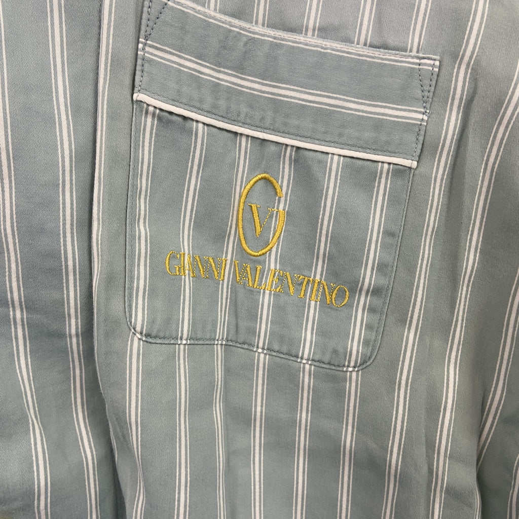 GIANNI VALENTINO　ジャンニ バレンティノ　長袖シャツ　ストライプ柄　青　ブルー　Mサイズ