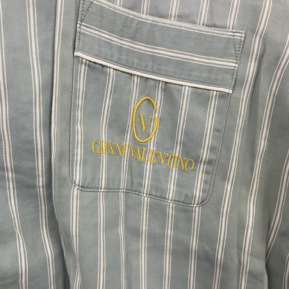 GIANNI VALENTINO　ジャンニ バレンティノ　長袖シャツ　ストライプ柄　青　ブルー　Mサイズ