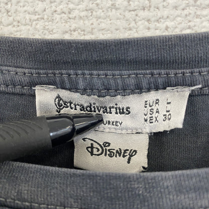 古着 used　stradivarius Disney 　半袖プリントTシャツ　不思議の国のアリス　クルーネック　灰色　Lサイズ