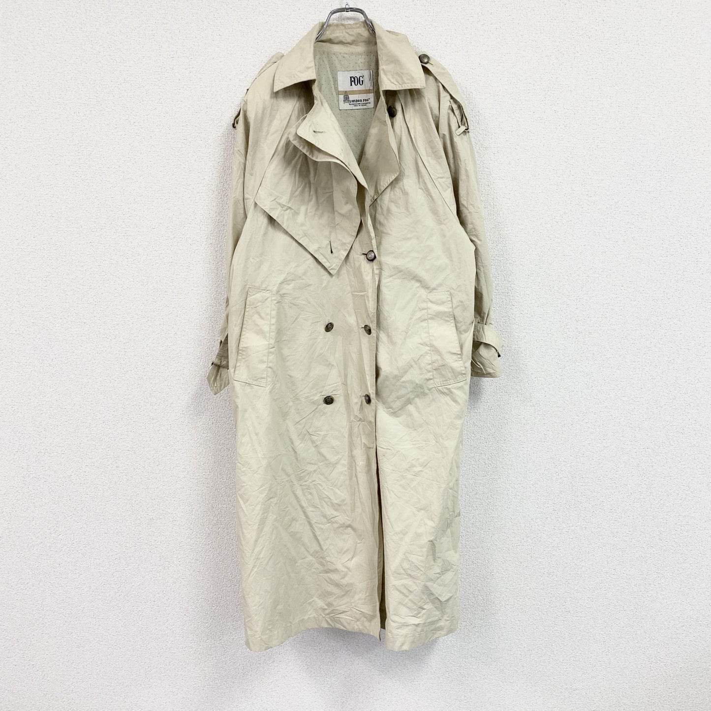 LONDON FOG　ロンドンフォグ　ダブルトレンチコート　水玉　ベージュ　8サイズ
