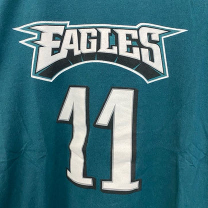 古着 used　NFL　半袖クルーネックプリントTシャツ　EAGLES　イーグルス　背番号　メキシコ製　緑　グリーン　XLサイズ