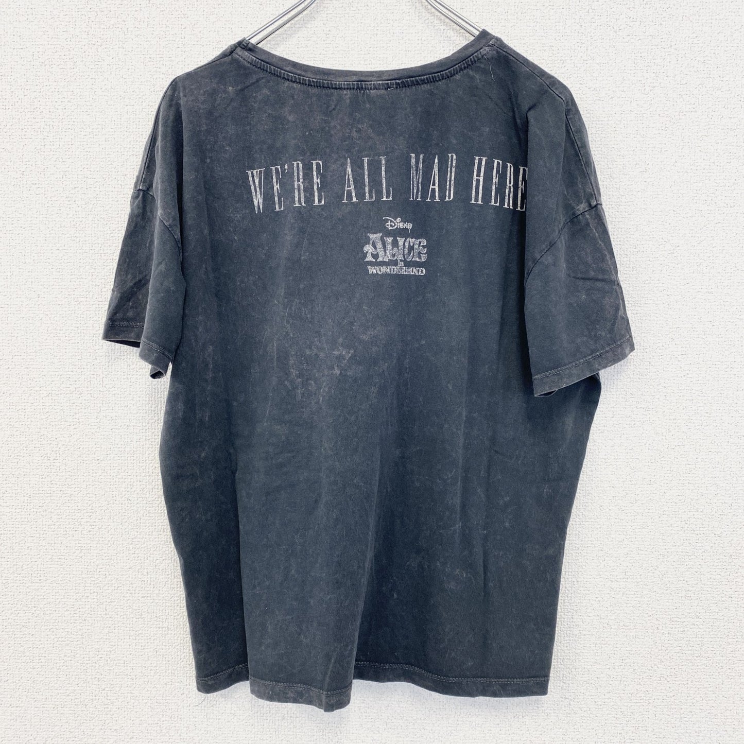 古着 used　stradivarius Disney 　半袖プリントTシャツ　不思議の国のアリス　クルーネック　灰色　Lサイズ