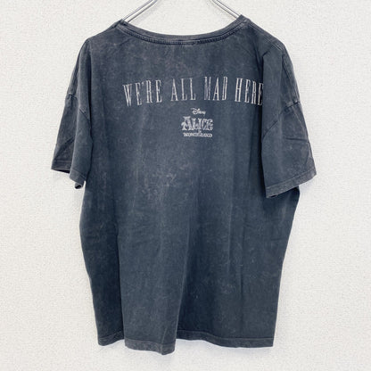 古着 used　stradivarius Disney 　半袖プリントTシャツ　不思議の国のアリス　クルーネック　灰色　Lサイズ