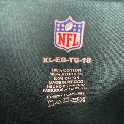 古着 used　NFL　半袖クルーネックプリントTシャツ　EAGLES　イーグルス　背番号　メキシコ製　緑　グリーン　XLサイズ