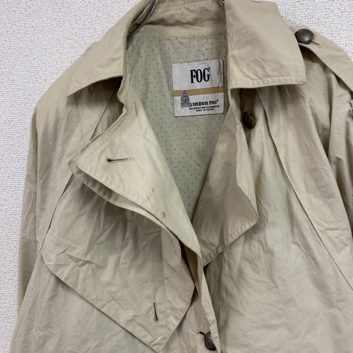 LONDON FOG　ロンドンフォグ　ダブルトレンチコート　水玉　ベージュ　8サイズ