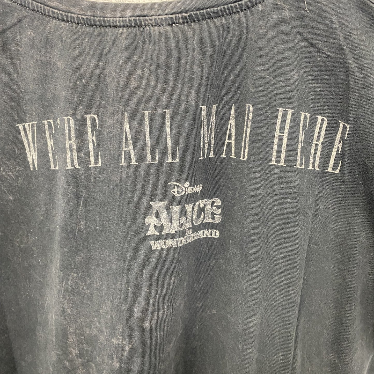 古着 used　stradivarius Disney 　半袖プリントTシャツ　不思議の国のアリス　クルーネック　灰色　Lサイズ