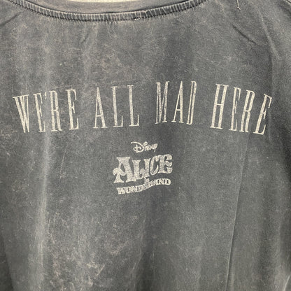 古着 used　stradivarius Disney 　半袖プリントTシャツ　不思議の国のアリス　クルーネック　灰色　Lサイズ