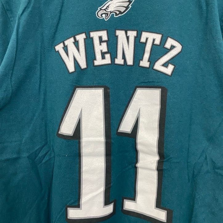 古着 used　NFL　半袖クルーネックプリントTシャツ　EAGLES　イーグルス　背番号　メキシコ製　緑　グリーン　XLサイズ