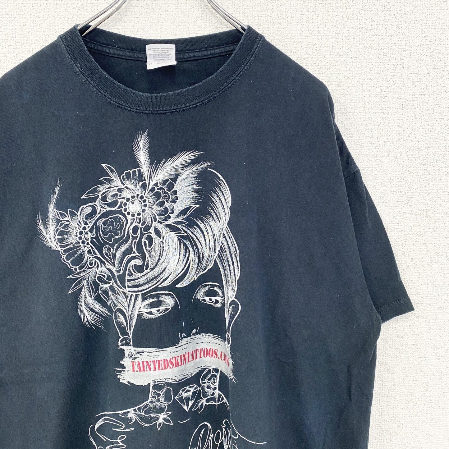 古着 used　GILDAN ギルダン　半袖プリントTシャツ　ビッグT　カジュアルデザイン　クルーネック　黒　レトロ　XLサイズ