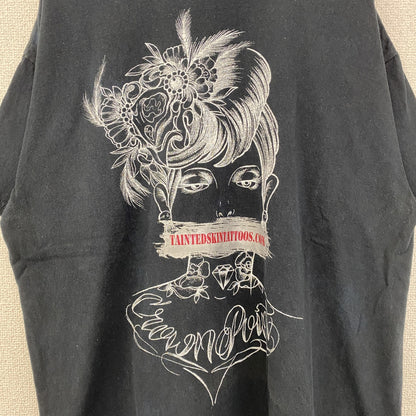 古着 used　GILDAN ギルダン　半袖プリントTシャツ　ビッグT　カジュアルデザイン　クルーネック　黒　レトロ　XLサイズ
