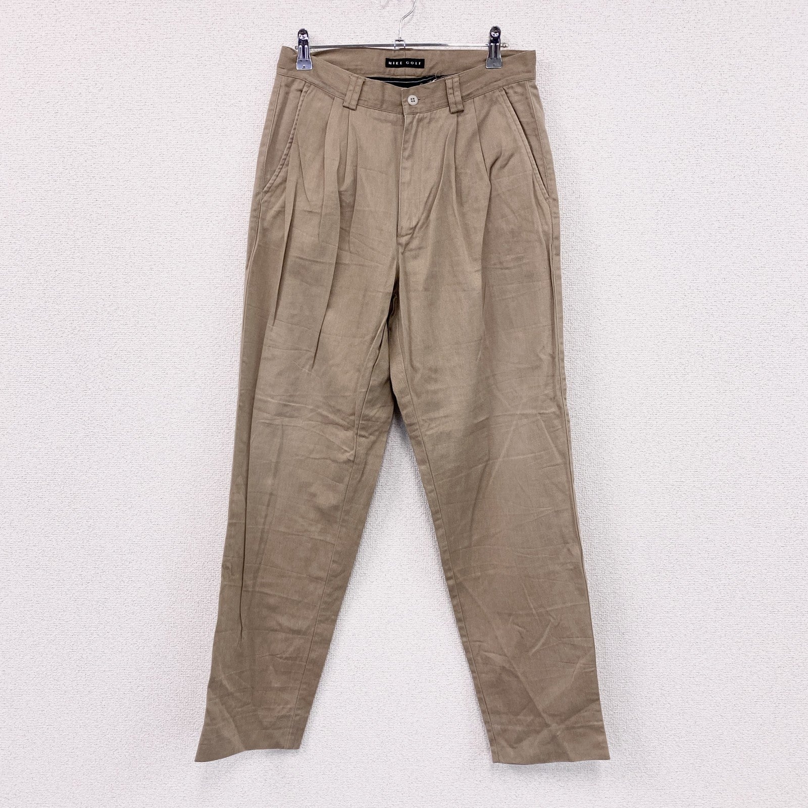 00s　NIKE GOLF　ナイキ ゴルフ　スラックス　チノパンツ　ヴィンテージ　タック入り　ベージュ　30サイズ