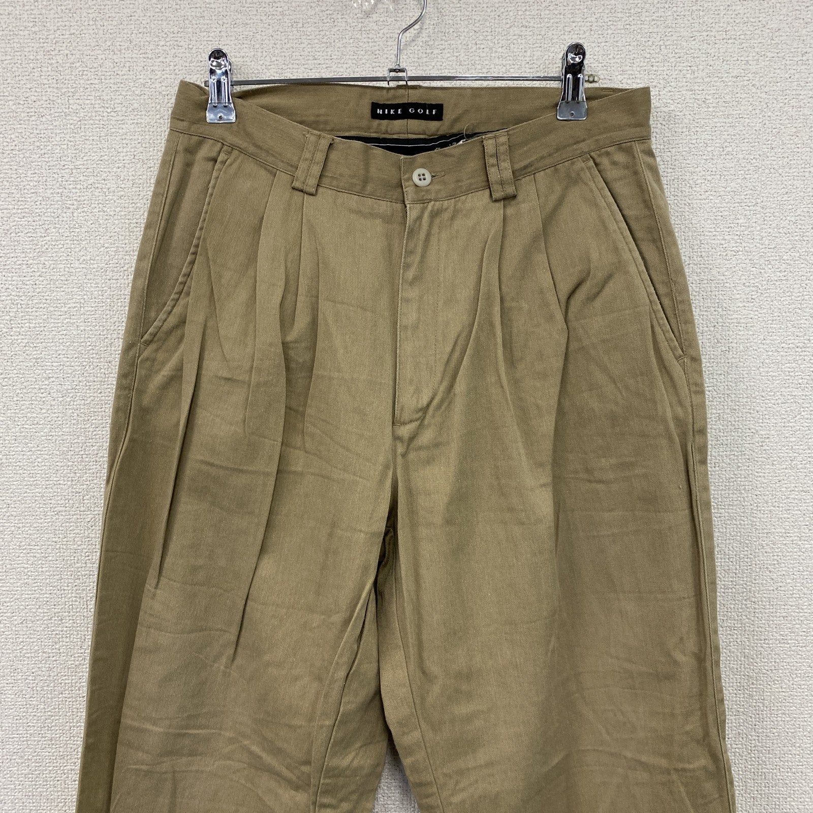 00s　NIKE GOLF　ナイキ ゴルフ　スラックス　チノパンツ　ヴィンテージ　タック入り　ベージュ　30サイズ