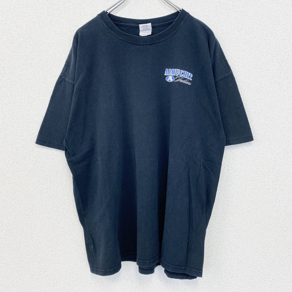 古着 used　GILDAN ギルダン　半袖プリントTシャツ　ビッグT　カジュアルデザイン　クルーネック　黒　レトロ　XLサイズ