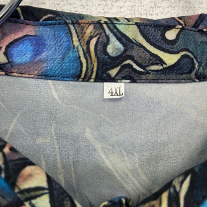 古着 used　長袖プリント柄シャツ　総柄　ア二マル　トラ　グラフィックタイガー　豹柄　派手　青　ブルー　XXXXLサイズ