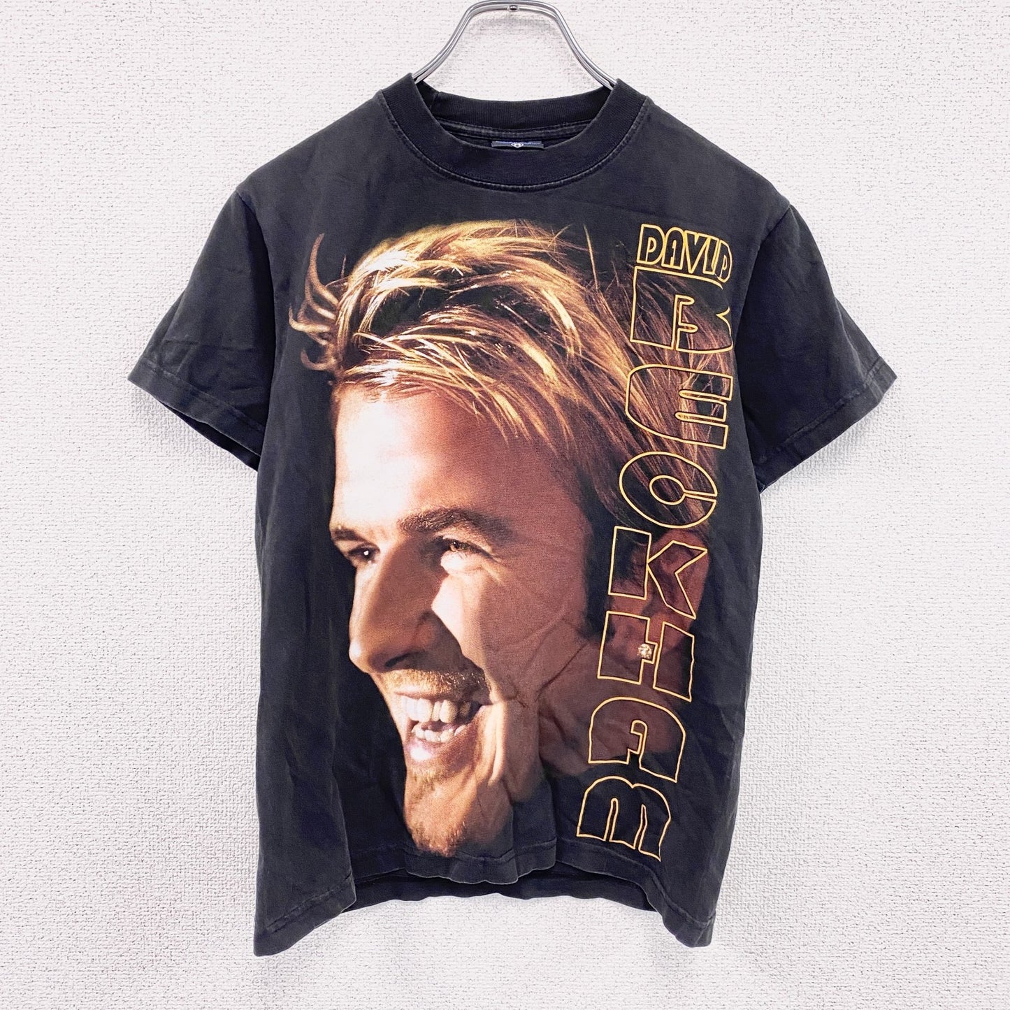 90s～　W.N.T.　BECKHAM　ベッカム　半袖Tシャツ　人物T　ヴィンテージ　黒　ブラック　Mサイズ
