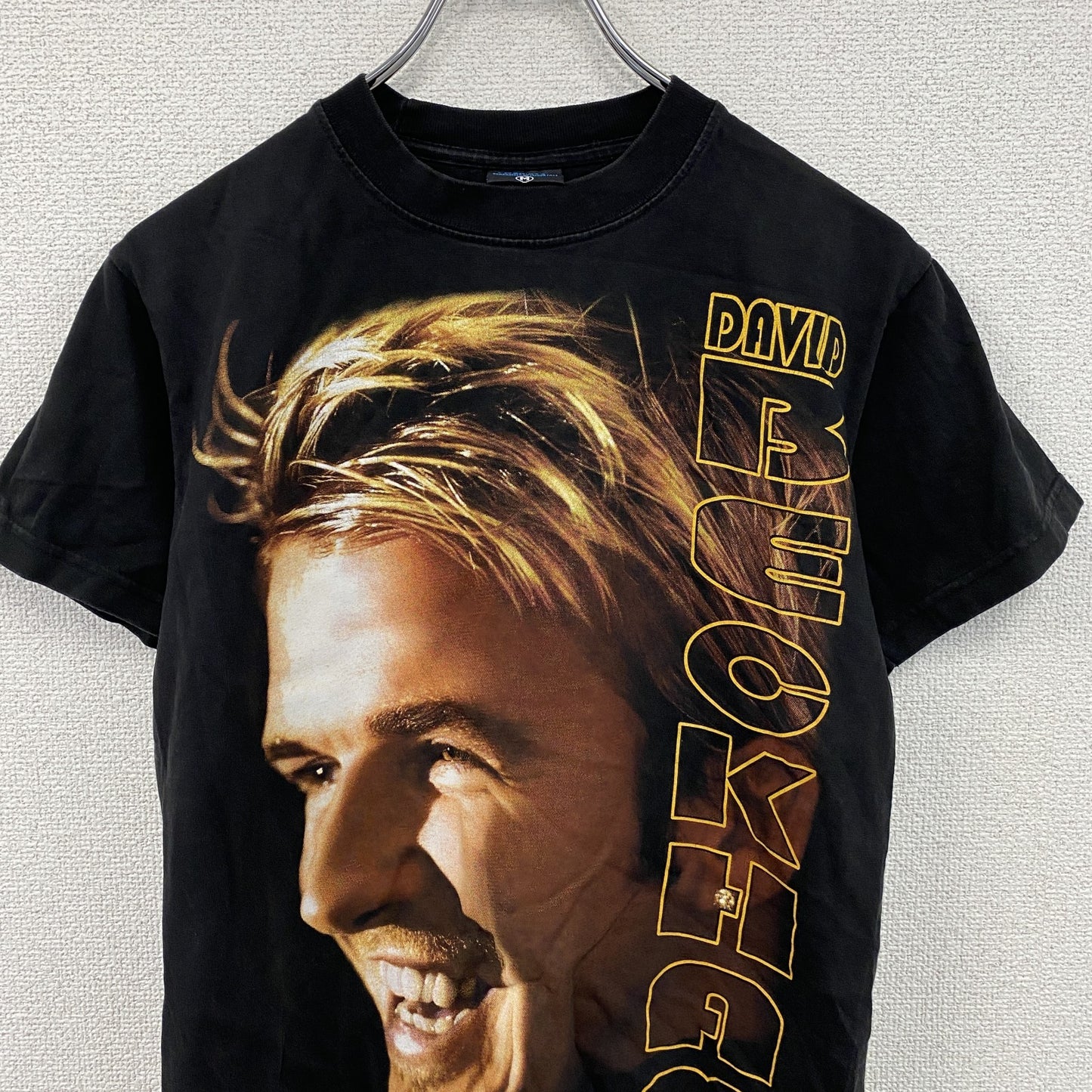 90s～　W.N.T.　BECKHAM　ベッカム　半袖Tシャツ　人物T　ヴィンテージ　黒　ブラック　Mサイズ