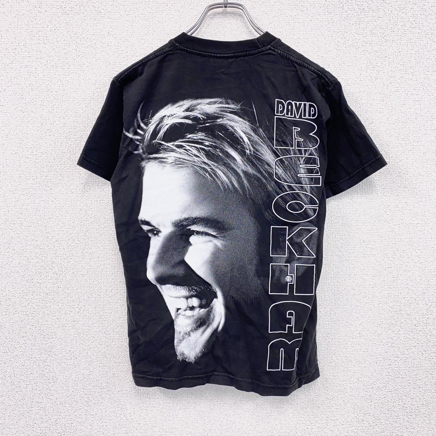 90s～　W.N.T.　BECKHAM　ベッカム　半袖Tシャツ　人物T　ヴィンテージ　黒　ブラック　Mサイズ