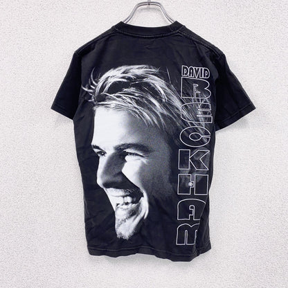 90s～　W.N.T.　BECKHAM　ベッカム　半袖Tシャツ　人物T　ヴィンテージ　黒　ブラック　Mサイズ