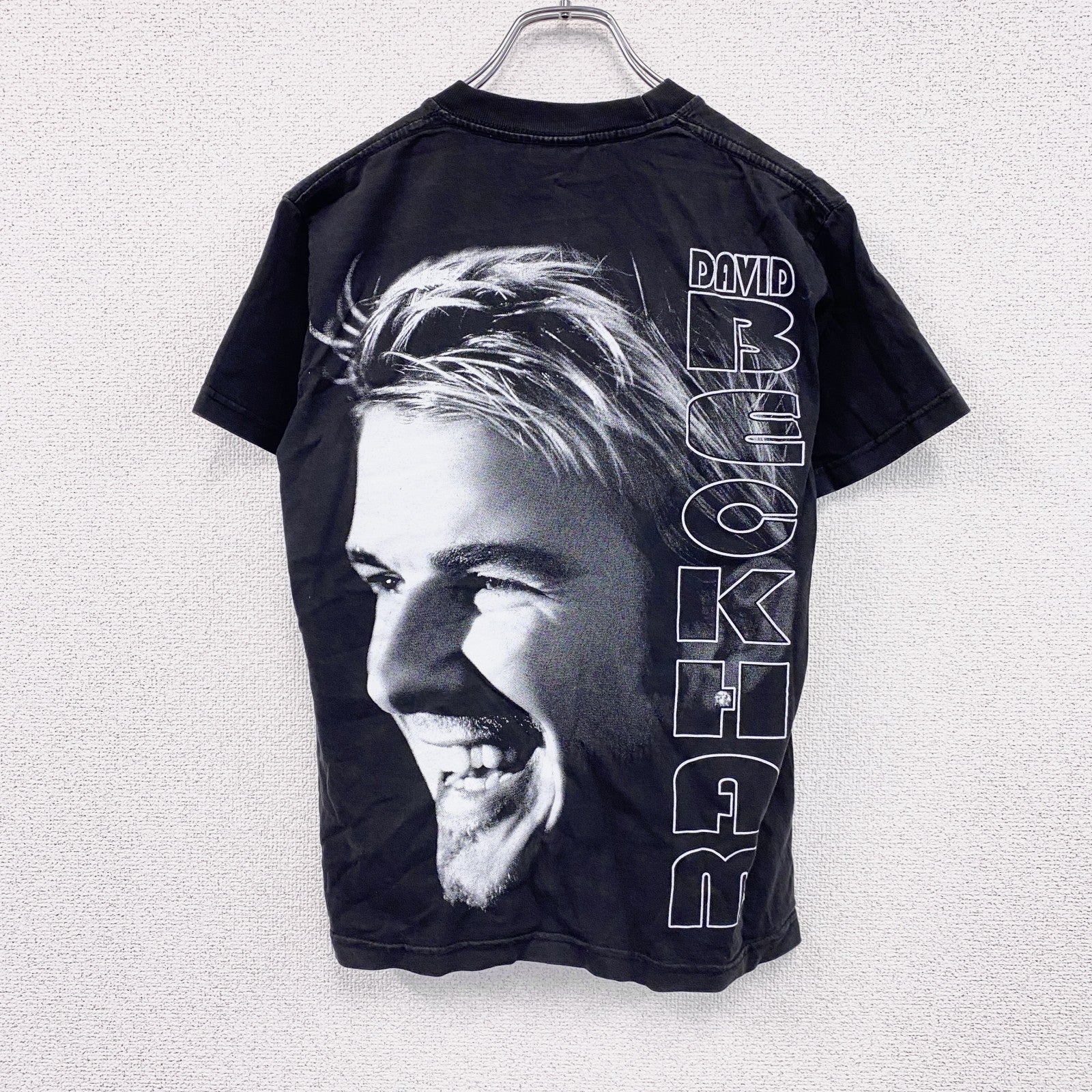 90s～　W.N.T.　BECKHAM　ベッカム　半袖Tシャツ　人物T　ヴィンテージ　黒　ブラック　Mサイズ